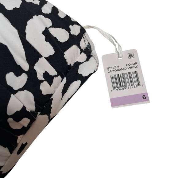 Anne Cole Animal-Print Twist-Front One-Piece Swimsuit Black White Size 6 New - Picture 5 of 8